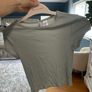 Ribbed Sage Green Fitted Crop Top Size XS